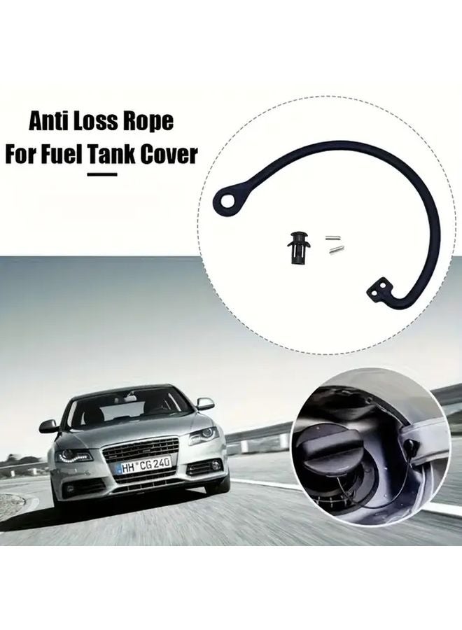 Black Fuel Tank Cap Cover Cable Strap Compatible with VW Audi Seat Models 1pc - Image 5